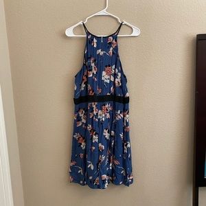 Flowy blue dress with flowers from the Loft
